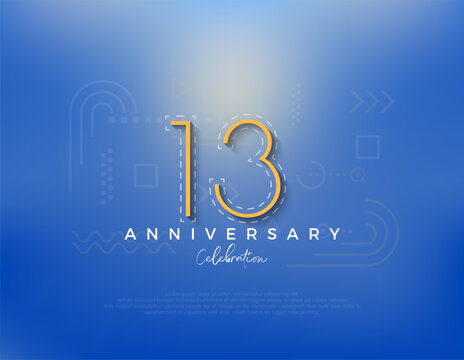 Line art number design for 13th anniversary celebration. Premium vector for poster, banner, celebration greeting.