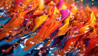 Colorful liquid splash 3D render wallpapper, background