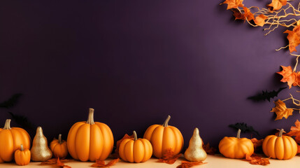 Naklejka na ściany i meble halloween with pumpkin background, background with pumpkin, halloween with copy space background