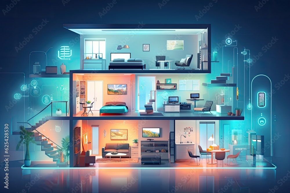 Poster the smart home concept refers to the idea of using remote controls and home management systems to co