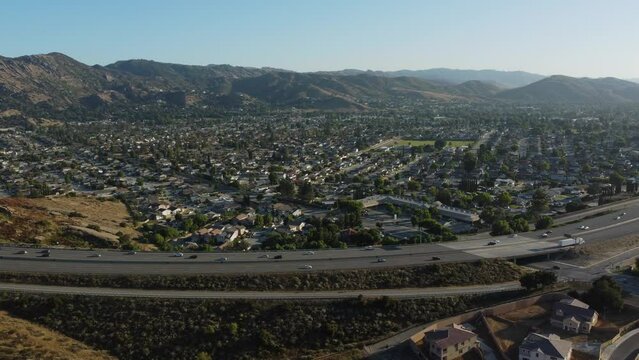 Aerial View of Route 118 and Simi Valley, Ventura County, California
