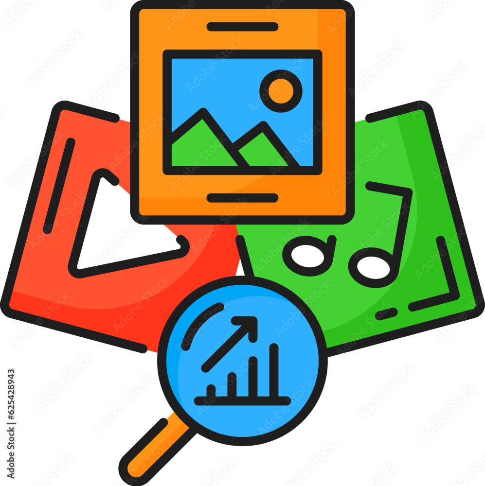 Fototapete content audit or web audit icon of digital media analytics on website, vector line pictogram. photo 
