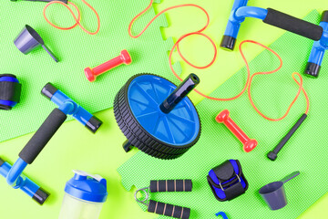 Home Fitness Gear on a Puzzle Mat