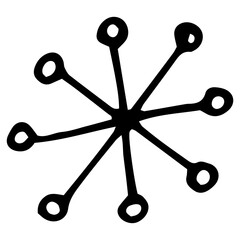 Doodle snowflake, single element. Transparent PNG Clipart