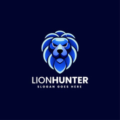 Fototapeta premium Vector Logo Illustration Lion Hunter Gradient Colorful Style.
