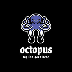 Vector Logo Illustration Octopus Simple Mascot Style.