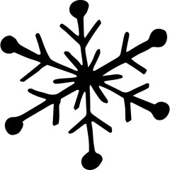 Doodle snowflake, single element. Transparent PNG Clipart