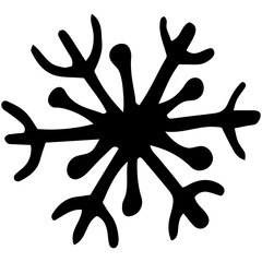 Doodle snowflake, single element. Transparent PNG Clipart
