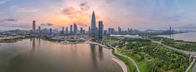 Panoramic aerial photography of Houhai, Shenzhen, China