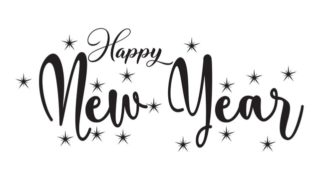 Happy New Year typography text illustration isolated element. - Powered by Adobe