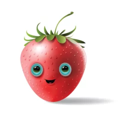 Fotobehang Cute happy strawberry character emoticon cartoon © maewjpho