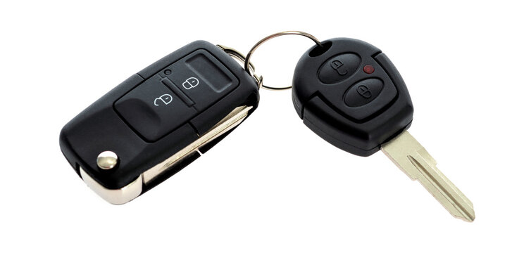 Car key with remote control against white background