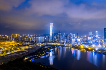 Night view of Houhai CBD in Shenzhen, China