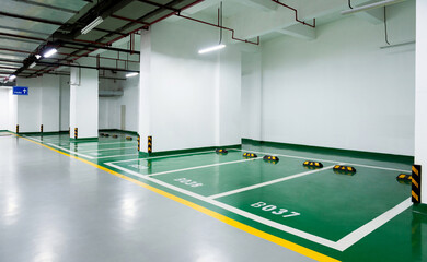 Empty parking lot in an underground garage