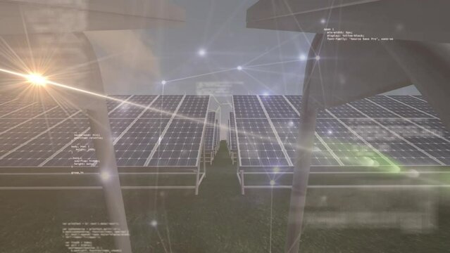 Animation of data processing over solar panels