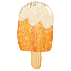 The multi-flavored popsicle is a cute and bright drawing.