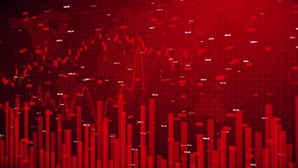 4k 3d Stock market exchange loss trading graph analysis investment indicator business graph charts of financial board display candlestick crisis stock crash red price chart fall money - Powered by Adobe