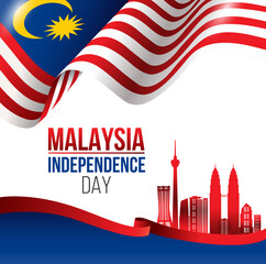 Vector illustration of 31 AUGUST HAPPY INDEPENDENCE DAY and Malaysia flag - 625434348