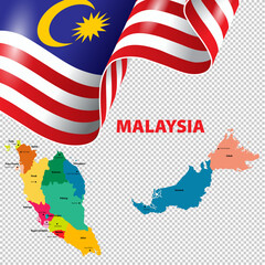 Vector illustration Malaysia flag and Map. - 625434370