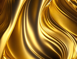 3d Abstract Golden Background. Silky Wave Golden Texture Wavy Background