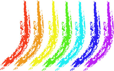 Rainbow vector shading with chalk on a white background, strokes of rainbow colors drawn with chalk on a white background. Vector illustration. EPS 10