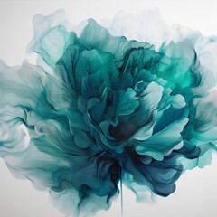 Teal and torquoise watercolor flower background created with AI