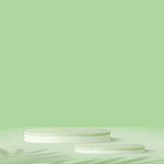 Abstract background with green color geometric 3d podiums. Vector