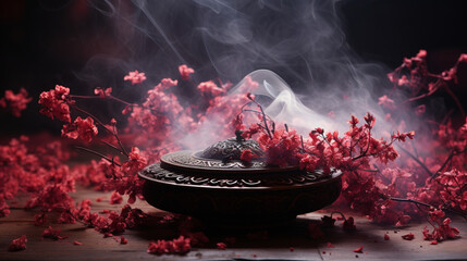Zen-Meditation mit Duft und Rauch - obrazy, fototapety, plakaty
