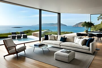 Obraz na płótnie Canvas modern living room with furniture generated by AI
