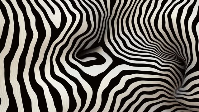 animation - Black and white psychedelic optical illusion. Abstract hypnotic animated background.