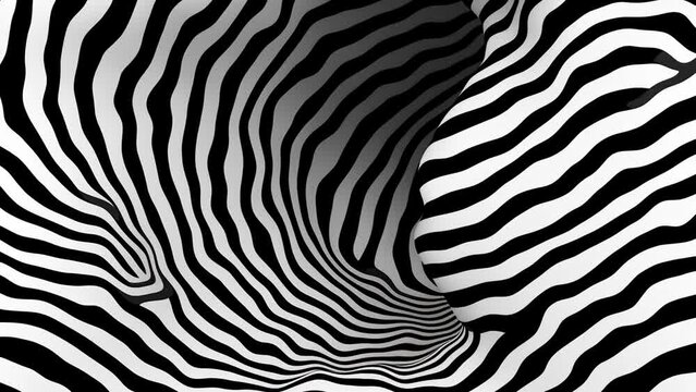 animation - Black and white psychedelic optical illusion. Abstract hypnotic animated background.