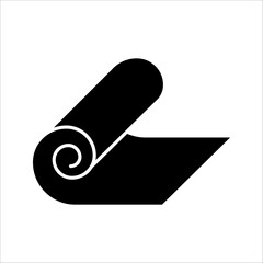 Roll of fitness carpet icon. Yoga floor mat symbol. Linear black style. vector illustration on white background