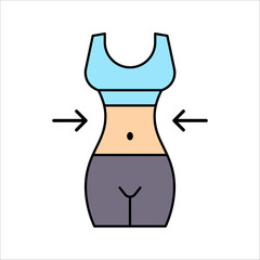Slimming Waist icon. Woman Loss Weight Line Icon. Shape Waistline Control Outline Icon. vector illustration on white background