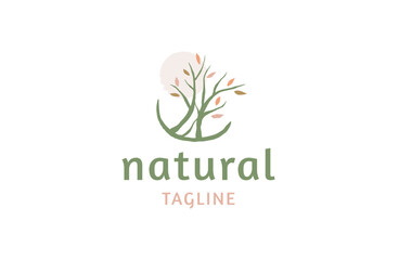 Nature tree logo icon design template  flat vector