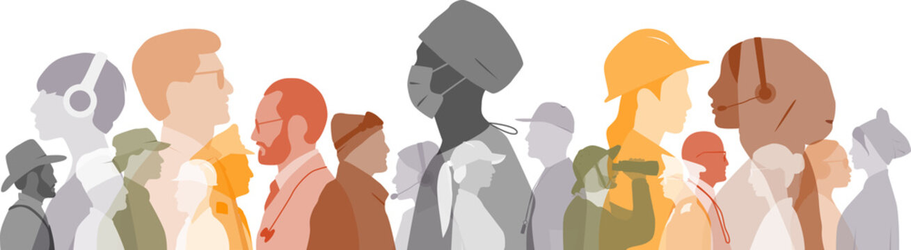 People of different professions together. Transparent background.