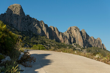Fototapeta na wymiar Bernia mountain road, Costa Blanca, Alicante, Spain