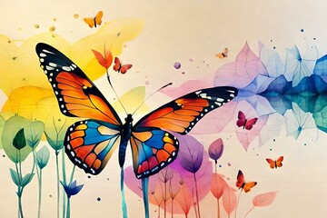 Obraz na płótnie Canvas butterfly on a flower background generated by AI technology