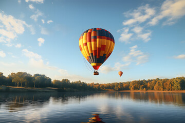 Fototapeta premium A hot air balloon floating in the air