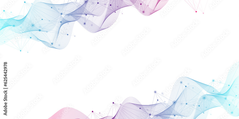Poster Global network connection concept. Social network communication in the global business concept. Big data visualization. Internet technology illustration.