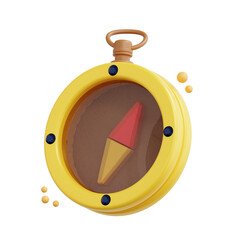 3d rendering gold compass isolated for game asset