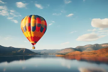 Foto op Plexiglas A hot air balloon floating in the air © Ployker