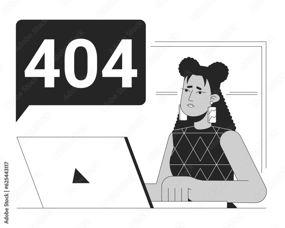 Poster technical failure for remote worker black white error 404 flash message. monochrome empty state ui d
