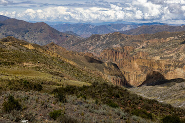 Fototapeta na wymiar Exploring the beautiful Palca Canyon, a natural sight in the surroundings of La Paz, Bolivia - Traveling South America