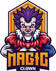 Vector illustration of clown mascot with esport style 