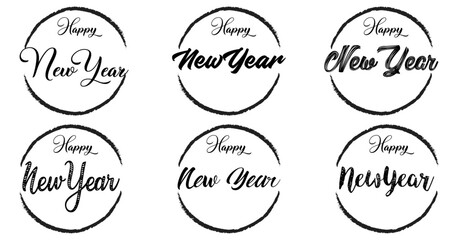 Big Set of Happy New Year logo text design.