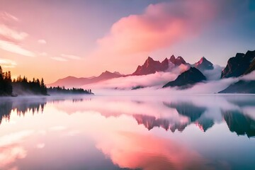 Fototapeta premium sunrise in the mountains Generator by using AI Technology