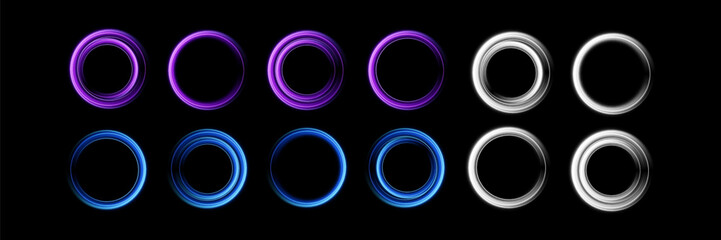 Neon magic circle.Futuristic light circle for background.Light frame.Vector.Magic portal.