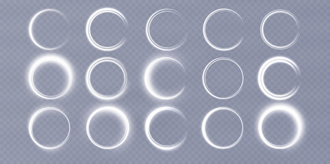 
Neon white magic circle. Futuristic light circle for background. Light frame. Vector. Magic portal.