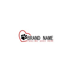 Pet Love Paw Logo Design Template isolated on white background