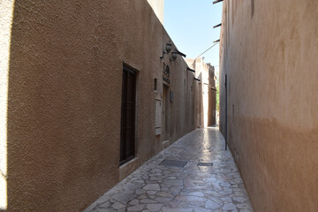 Deserted narrow streets of an Arab city